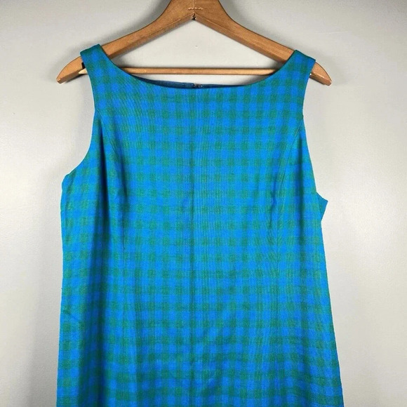 J.Crew Sheath Dress in Colorful Deep Blues Gingham Size 10 Preppy ($198) Classic - Picture 3 of 16